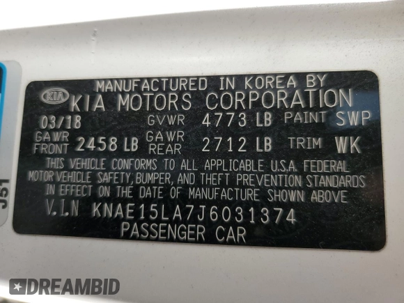 2018 Kia Stinger with VIN KNAE15LA7J6031374, listed as a Copart auction lot 46311994 with 120,722 mi miles and Salvage Title. Bid and sale history available at DreamBid. Image 13.