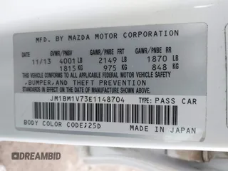 2014 Mazda 3 i Touring with VIN JM1BM1V73E1148704, listed as a IAAI auction lot 41827100 with 52,190 mi miles and . Bid and sale history available at DreamBid. Image 9.