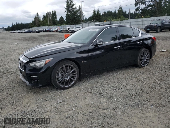 2016 Infiniti Q50 Red Sport 400 with VIN JN1FV7AR3GM451365, listed as a Copart auction lot 62960125 with 87,833 mi miles and Salvage title. Bid and sale history available at DreamBid. Image 1.
