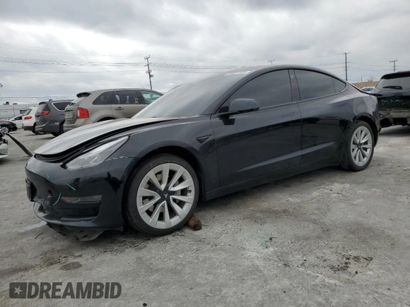 2022 Tesla Model 3 with VIN 5YJ3E1EA3NF190102, listed as a Copart auction lot 50657535 with 73,015 mi miles and Salvage Title. Bid and sale history available at DreamBid. Image 1.