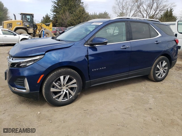 2022 Chevrolet Equinox Premier with VIN 3GNAXNEV6NS119874, listed as a Copart auction lot 50958585 with 19,696 mi miles and Salvage Title. Bid and sale history available at carsss.com. Image 1.