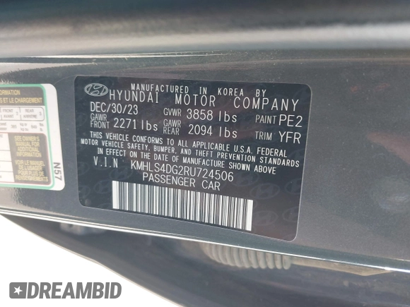 2024 Hyundai Elantra SEL с VIN KMHLS4DG2RU724506, выставлен на аукционе IAAI как лот 42285045 с пробегом 37 998 миль миль и . История ставок и продаж доступна на DreamBid. Изображение 9.