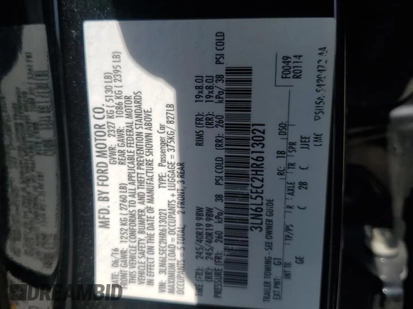 2017 Lincoln MKZ Reserve с VIN 3LN6L5EC2HR613021, выставлен на аукционе Copart как лот 53198585 с пробегом 72 283 миль миль и Списание • Salvage title. История ставок и продаж доступна на DreamBid. Изображение 14.