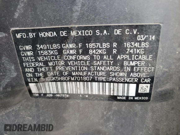 2015 Honda Fit EX-L z VIN 3HGGK5H80FM701807, wystawiony jako Copart lot #53103495 z przebiegiem 95 224 mil mil oraz Szkoda całkowita • Salvage title. Historia ofert i sprzedaży dostępna na DreamBid. Obrazek 12.