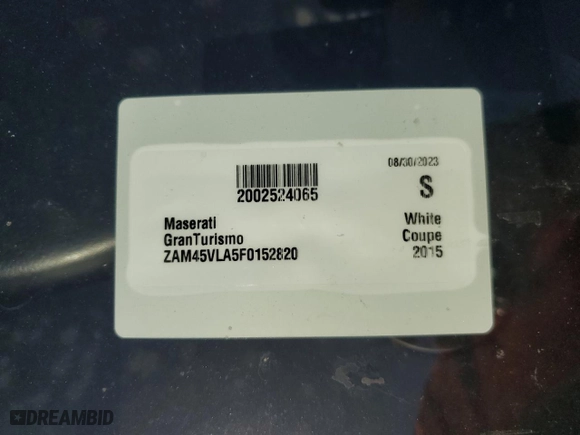 2015 Maserati GranTurismo MC with VIN ZAM45VLA5F0152820, listed as a Copart auction lot 64571614 with 0 mi miles and Salvage Title. Bid and sale history available at carsss.com. Image 13.