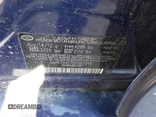 2013 Hyundai Sonata Limited with VIN 5NPEC4AC7DH583348, listed as a IAAI auction lot 41889651 with 73,431 mi miles and . Bid and sale history available at DreamBid. Image 9.