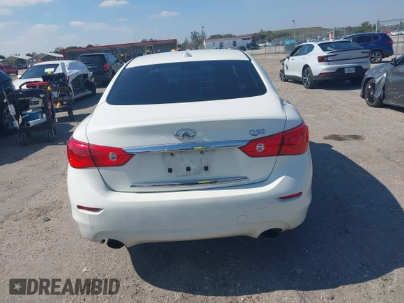 2017 Infiniti Q50 2.0t with VIN JN1CV7AP4HM642506, listed as a IAAI auction lot 41454542 with 131,807 mi miles. Bid and sale history available at carsss.com. Image 16.