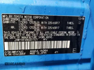 2019 Toyota RAV4 XLE with VIN JTMP1RFVXKD011571, listed as a Copart auction lot 89066895 with 81,955 mi miles and Salvage Title. Bid and sale history available at DreamBid. Image 13.