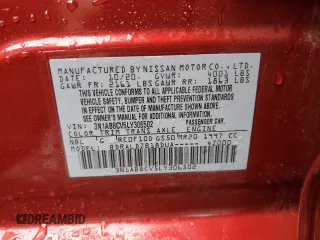 2020 Nissan Sentra SV z VIN 3N1AB8CV5LY306502, wystawiony jako Copart lot #56072765 z przebiegiem Nie podano mil oraz Szkoda całkowita • Salvage title. Historia ofert i sprzedaży dostępna na DreamBid. Obrazek 13.