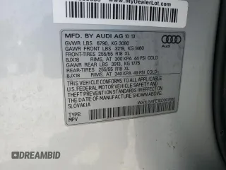 2014 Audi Q7 Premium Plus with VIN WA1LGAFE1ED007650, listed as a Copart auction lot 59182355 with 157,573 mi miles and Salvage title. Bid and sale history available at DreamBid. Image 13.