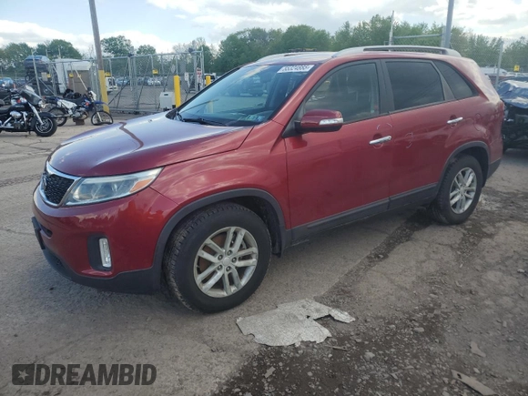 2014 Kia Sorento LX z VIN 5XYKT3A6XEG449692, wystawiony jako Copart lot #55324885 z przebiegiem 103 809 mil mil oraz Szkoda całkowita • Salvage title. Historia ofert i sprzedaży dostępna na DreamBid. Obrazek 1.