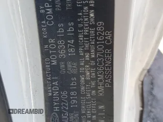 2007 Hyundai Accent GS с VIN KMHCM36C37U016289, выставлен на аукционе Copart как лот 46515805 с пробегом 173 876 миль миль и Списание • Salvage title. История ставок и продаж доступна на DreamBid. Изображение 12.
