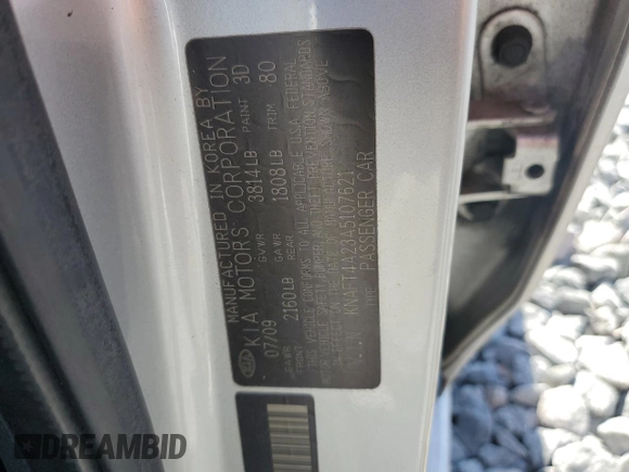 2010 Kia Forte LX with VIN KNAFT4A23A5107621, listed as a Copart auction lot 53696985 with 124,833 mi miles and Salvage Title. Bid and sale history available at carsss.com. Image 12.