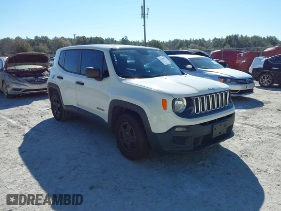 2016 Jeep Renegade Sport with VIN ZACCJAAW9GPE32450, listed as a IAAI auction lot 41680857 with 130,988 mi miles and . Bid and sale history available at carsss.com. Image 1.
