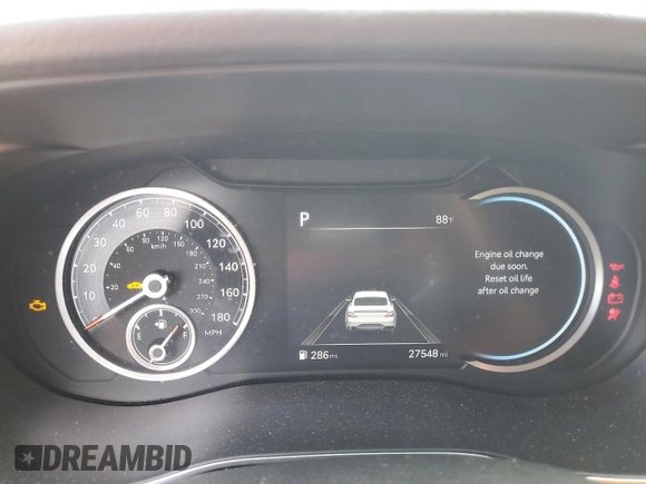 2023 Genesis G70 2.0T with VIN KMTG34TA4PU104352, listed as a Copart auction lot 76000484 with 27,548 mi miles and Salvage Title. Bid and sale history available at DreamBid. Image 9.