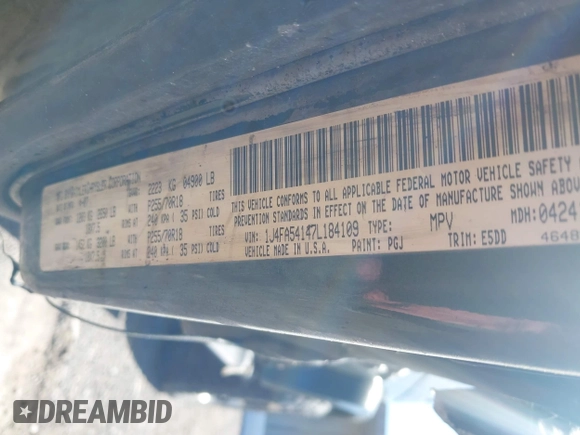 2007 Jeep Wrangler Sahara with VIN 1J4FA54147L184109, listed as a IAAI auction lot 42183722 with Not provided miles and . Bid and sale history available at DreamBid. Image 9.