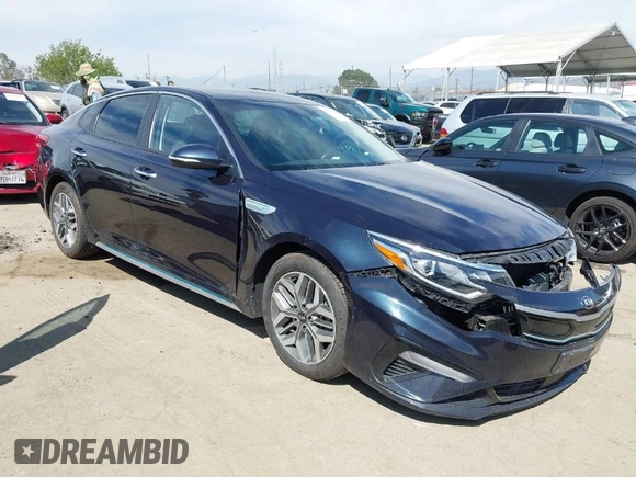 2020 Kia Optima Hybrid EX with VIN KNAGU4LE3L5037713, listed as a IAAI auction lot 42011066 with 93,335 mi miles. Bid and sale history available at carsss.com. Image 1.