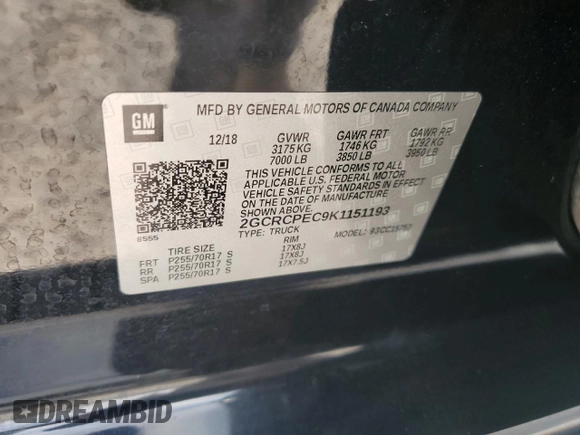 2019 Chevrolet Silverado 1500 LT with VIN 2GCRCPEC9K1151193, listed as a Copart auction lot 56925145 with 154,841 mi miles and Clean Title. Bid and sale history available at DreamBid. Image 12.