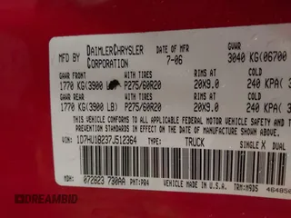 2007 Dodge 1500 SLT with VIN 1D7HU18237J512364, listed as a IAAI auction lot 42027871 with 164,273 mi miles. Bid and sale history available at carsss.com. Image 9.