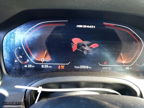 2022 BMW 2 Series M240i xDrive with VIN 3MW53CM07N8C64965, listed as a Copart auction lot 42106755 with 37,010 mi miles and Salvage Title. Bid and sale history available at carsss.com. Image 9.