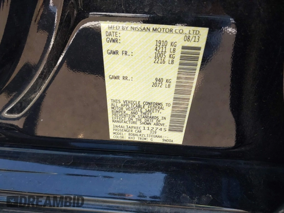 2014 Nissan Altima SV with VIN 1N4AL3APXEC112745, listed as a IAAI auction lot 41870011 with 159,793 mi miles and . Bid and sale history available at carsss.com. Image 9.