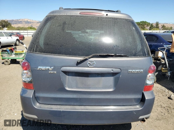 2006 Mazda MPV LX with VIN JM3LW28A660559606, listed as a Copart auction lot 71081614 with 120,200 mi miles and Salvage Title. Bid and sale history available at carsss.com. Image 6.
