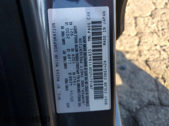 2015 Mazda 6 i Sport with VIN JM1GJ1U50F1184835, listed as a Copart auction lot 85334914 with 136,181 mi miles and Salvage Title. Bid and sale history available at carsss.com. Image 12.