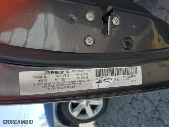 2014 Dodge Challenger SXT with VIN 2C3CDYAG3EH206562, listed as a Copart auction lot 46366115 with 130,415 mi miles and Salvage Title. Bid and sale history available at carsss.com. Image 12.