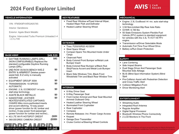 2024 Ford Explorer Limited with VIN 1FMSK8FHXRGA05785, listed as a Copart auction lot 52346195 with 30,945 mi miles and Salvage Title. Bid and sale history available at carsss.com. Image 13.