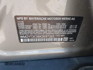 2019 MINI Countryman Cooper S with VIN WMZYT3C58K3E97323, listed as a IAAI auction lot 41490191 with 48,966 mi miles and . Bid and sale history available at DreamBid. Image 9.