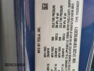 2021 Tesla Model 3 Long Range z VIN 5YJ3E1EB1MF063971, wystawiony jako Copart lot #63851094 z przebiegiem 82 935 mil mil oraz Nie do naprawy • Non repairable. Historia ofert i sprzedaży dostępna na DreamBid. Obrazek 13.