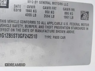 2016 Chevrolet Malibu LS with VIN 1G1ZB5ST0GF242518, listed as a IAAI auction lot 42144338 with 122,862 mi miles and . Bid and sale history available at DreamBid. Image 9.