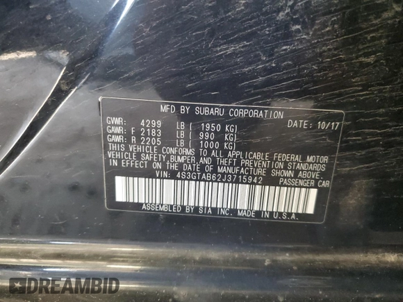 2018 Subaru Impreza Premium с VIN 4S3GTAB62J3715942, выставлен на аукционе Copart как лот 54567915 с пробегом 130 861 миль миль и На запчасти • Non repairable. История ставок и продаж доступна на DreamBid. Изображение 12.