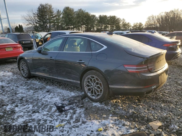 2023 Genesis G80 2.5T z VIN KMTGB4SC9PU196015, wystawiony jako Copart lot #87325464 z przebiegiem Nie podano mil oraz Szkoda całkowita • Salvage title. Historia ofert i sprzedaży dostępna na DreamBid. Obrazek 2.