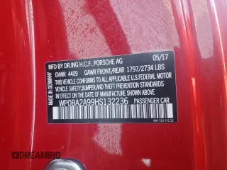2017 Porsche 911 4 with VIN WP0BA2A99HS132236, listed as a Copart auction lot 79146274 with 0 mi miles and Non Repairable. Bid and sale history available at carsss.com. Image 13.