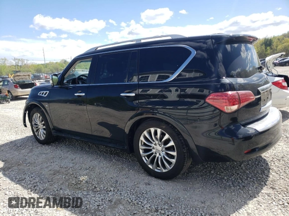 2015 Infiniti QX80 with VIN JN8AZ2NE2F9087208, listed as a Copart auction lot 54123784 with 67,962 mi miles and Salvage Title. Bid and sale history available at carsss.com. Image 2.