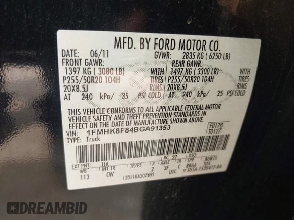 2011 Ford Explorer Limited с VIN 1FMHK8F84BGA91353, выставлен на аукционе IAAI как лот 42382063 с пробегом 214 049 миль миль и . История ставок и продаж доступна на DreamBid. Изображение 9.