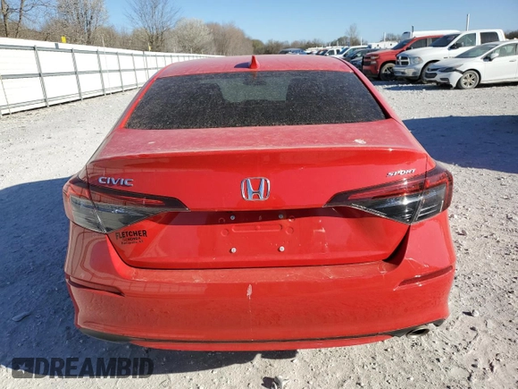 2025 Honda Civic Sport with VIN 2HGFE2F51SH510352, listed as a Copart auction lot 49004975 with 5,056 mi miles and Salvage title. Bid and sale history available at DreamBid. Image 6.