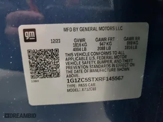 2024 Chevrolet Malibu LS with VIN 1G1ZC5STXRF145567, listed as a Copart auction lot 52535425 with 33,966 mi miles and Clean Title. Bid and sale history available at carsss.com. Image 12.