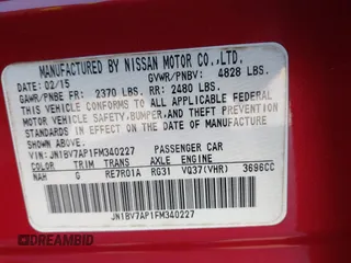 2015 Infiniti Q50 Premium with VIN JN1BV7AP1FM340227, listed as a IAAI auction lot 41662965 with 129,766 mi miles. Bid and sale history available at carsss.com. Image 9.