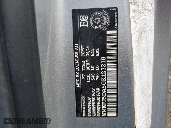 2016 Smart fortwo Passion with VIN WMEFJ5DA5GK123218, listed as a Copart auction lot 58978095 with 73,608 mi miles and Salvage title. Bid and sale history available at DreamBid. Image 12.