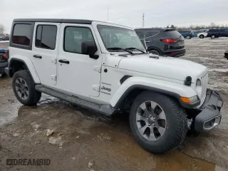 2018 Jeep Wrangler Unlimited Sahara with VIN 1C4HJXEGXJW176499, listed as a Copart auction lot 47296575 with 0 mi miles and Salvage Title. Bid and sale history available at carsss.com. Image 4.