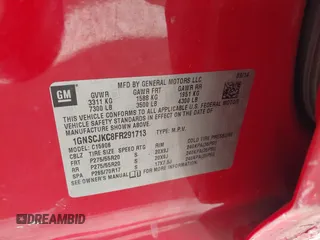 2015 Chevrolet Suburban LT with VIN 1GNSCJKC8FR291713, listed as a IAAI auction lot 42323281 with 226,708 mi miles and . Bid and sale history available at DreamBid. Image 9.