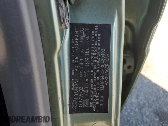 2003 Hyundai Accent GL with VIN KMHCG45C63U430403, listed as a Copart auction lot 86430724 with 74,200 mi miles and Salvage Title. Bid and sale history available at carsss.com. Image 12.