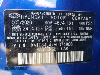 2021 Genesis G70 2.0T with VIN KMTG34LA7MU074906, listed as a Copart auction lot 71181204 with 41,757 mi miles and Salvage Title. Bid and sale history available at carsss.com. Image 12.