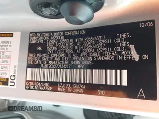 2007 Lexus GX 470 z VIN JTJBT20X270134217, wystawiony jako IAAI lot #42075951 z przebiegiem 210 309 mil mil oraz . Historia ofert i sprzedaży dostępna na DreamBid. Obrazek 9.