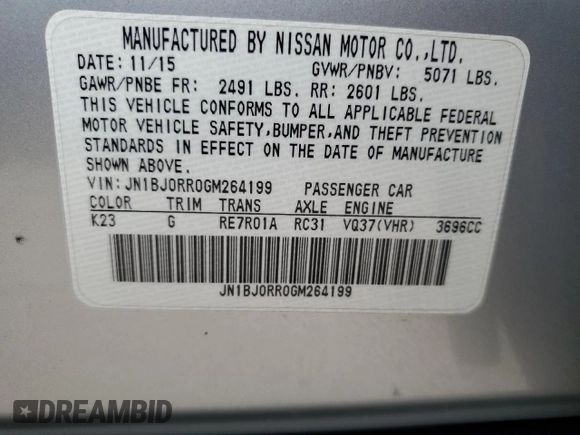 2016 Infiniti QX50 with VIN JN1BJ0RR0GM264199, listed as a Copart auction lot 71920204 with 93,493 mi miles and Salvage Title. Bid and sale history available at carsss.com. Image 14.