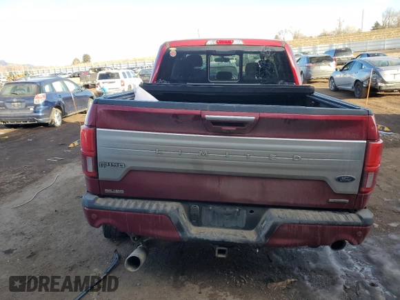 2019 Ford F-150 Limited with VIN 1FTEW1EG9KFC86317, listed as a Copart auction lot 43278505 with 0 mi miles and Salvage Title. Bid and sale history available at carsss.com. Image 6.