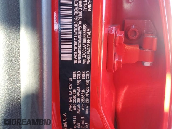 2016 Jeep Renegade Sport with VIN ZACCJAAT6GPE36896, listed as a Copart auction lot 45937515 with 109,468 mi miles and Salvage Title. Bid and sale history available at DreamBid. Image 13.