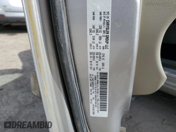 2012 Chrysler Town & Country Touring with VIN 2C4RC1BG8CR337721, listed as a Copart auction lot 50127845 with 175,173 mi miles and Salvage Title. Bid and sale history available at carsss.com. Image 12.